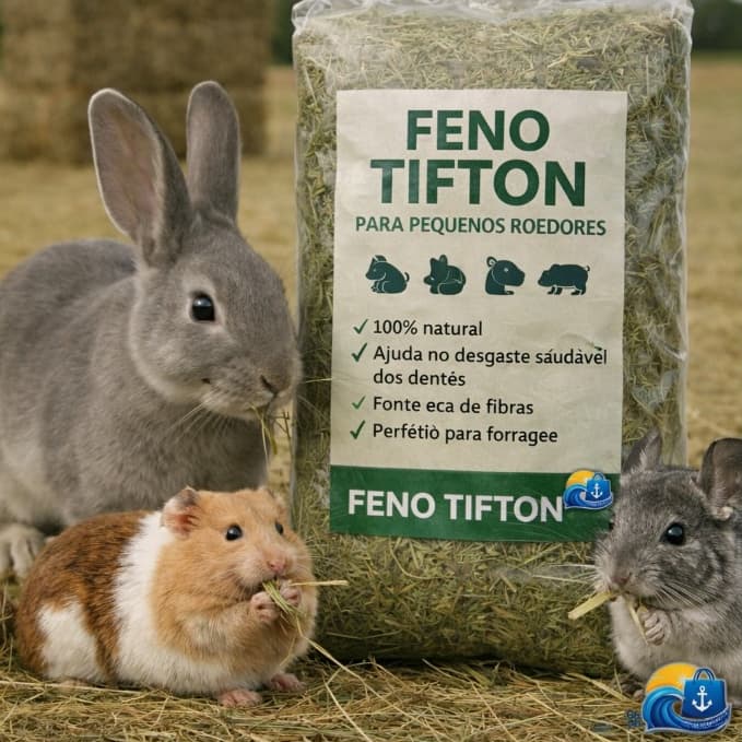 Feno De 2kg Natural Premium para Coelhos, Hamster, Chinchila e Porquinho-da-Índia Envio Imediato Pet Tifton Desidratado