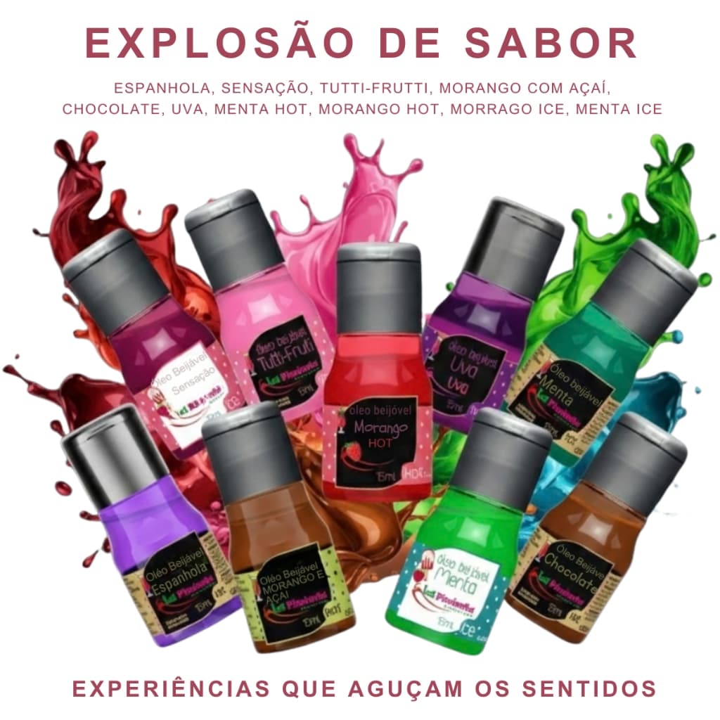 Óleo Beijável Hot Ice 15ml Sabor Delícia Massagem Corpo Lamber Chupar Oral Excita Estimula Sex Shop