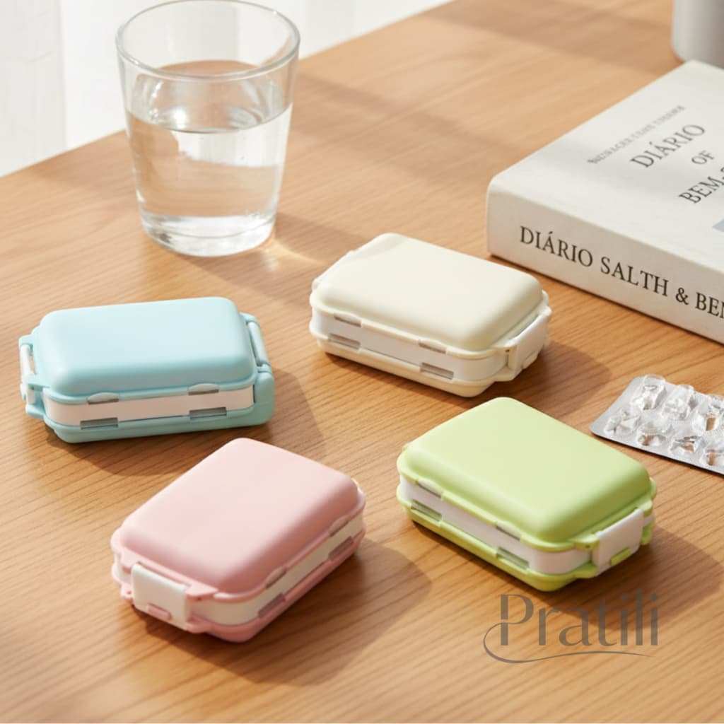 Porta Comprimido Mini Estojo Organizador de Bolsa Viagem Diário Semanal