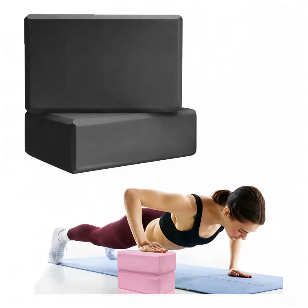 Kit 2 Bloco de Yoga Tijolinho Ioga Pilates Fisioterapia Alongamento 20x11x7cm EVA Meditação Flexibilidade Reabilitação