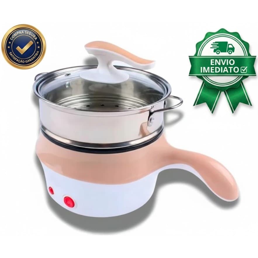 Panela Eletrica Chinesa Antiaderente Multifuncional 600w Aquece Cozinha Vapor 110v ou 220v 1.5L