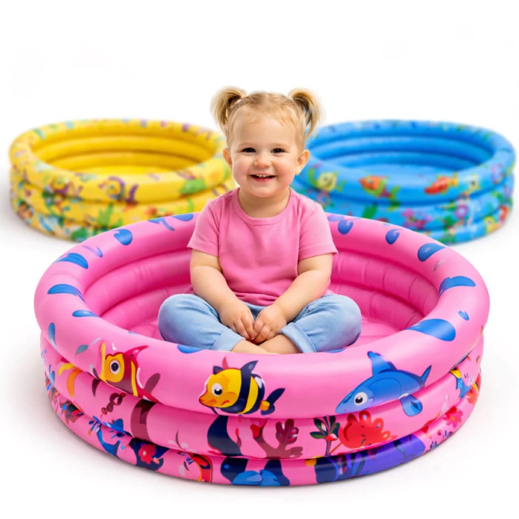 Piscina Inflável 60 Cm 3 Gomos 36 Litros Infantil 3 Anéis Vinil Criança Bebê Praia Quintal
