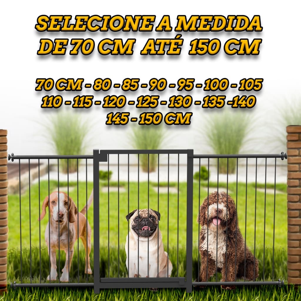 Kit Portão Pet Bebê Corredor Medidas 70 CM 80 CM 90 CM 95 CM 1 Metro até 150 CM Grade Cachorro Preto