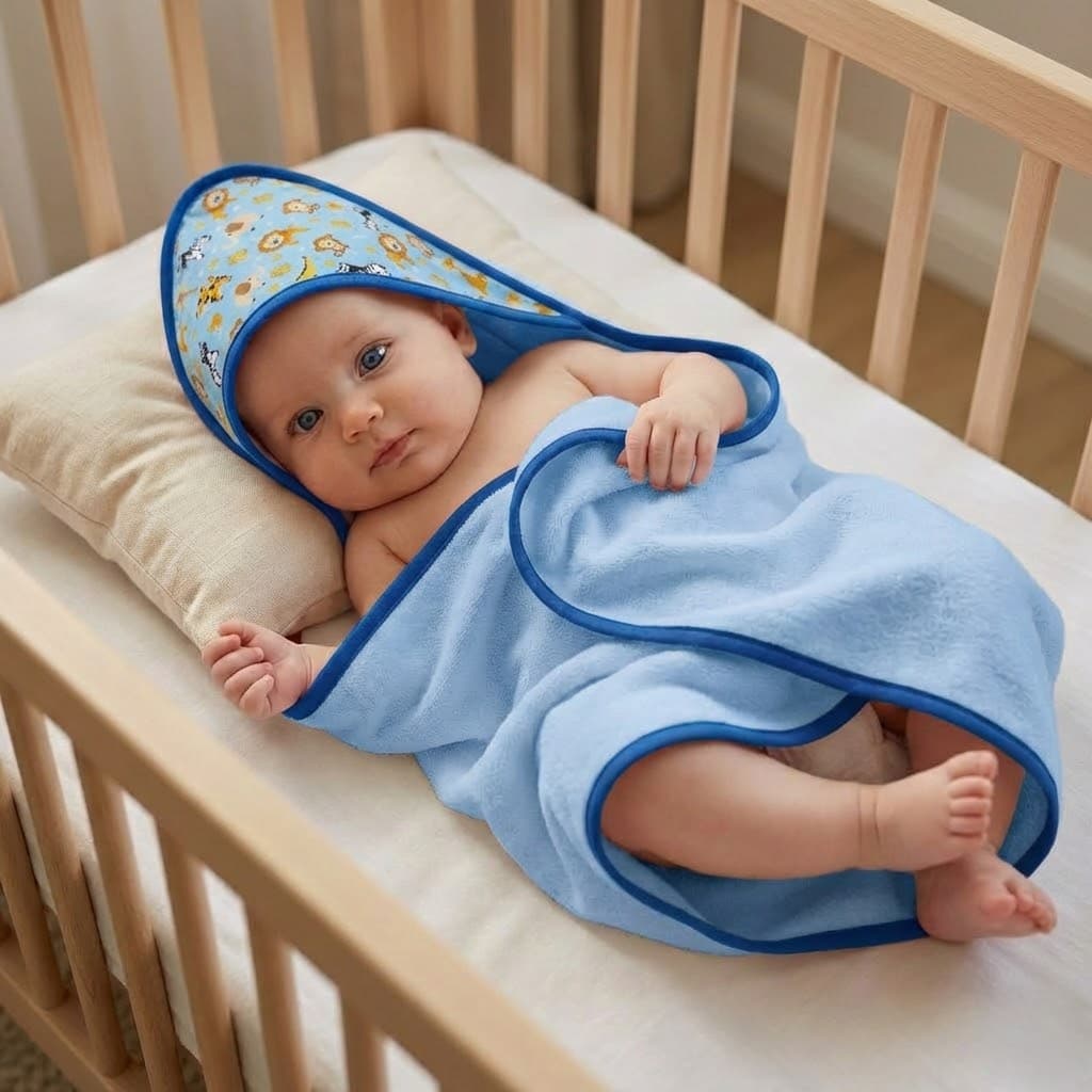 Toalha de Banho para Bebê com Capuz Forrado 70x70 Roupão Infantil Recém Nascido