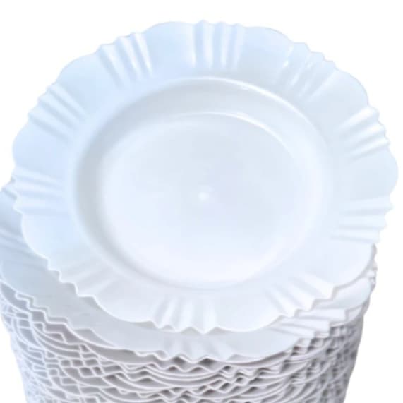 Kit Pratos Branco Fundo Com Borda Plástico