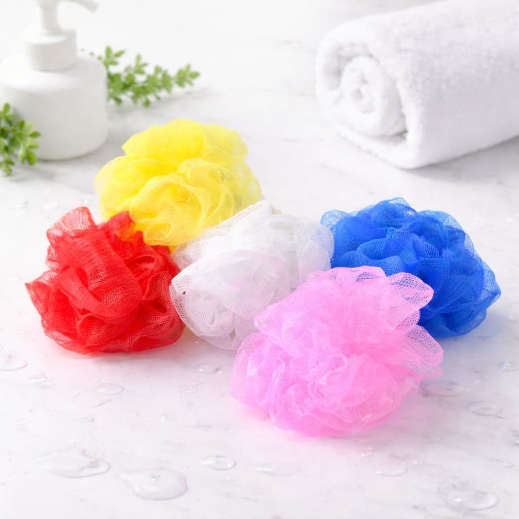 Esponjas De Banho Esfoliante Bucha Nylon Kit 05 Unidades