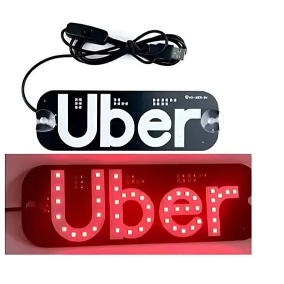 Placa Letreiro Aplicativo uber Letreiro Luminoso Led USB Com Botão Liga/desliga