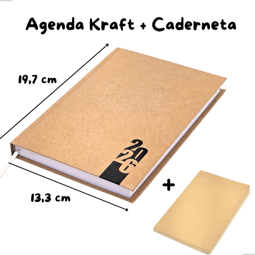 Agenda Diária Brochura Kraft Ecológica Planner 360 pág + Caderneta Kraft Executiva sem Pauta