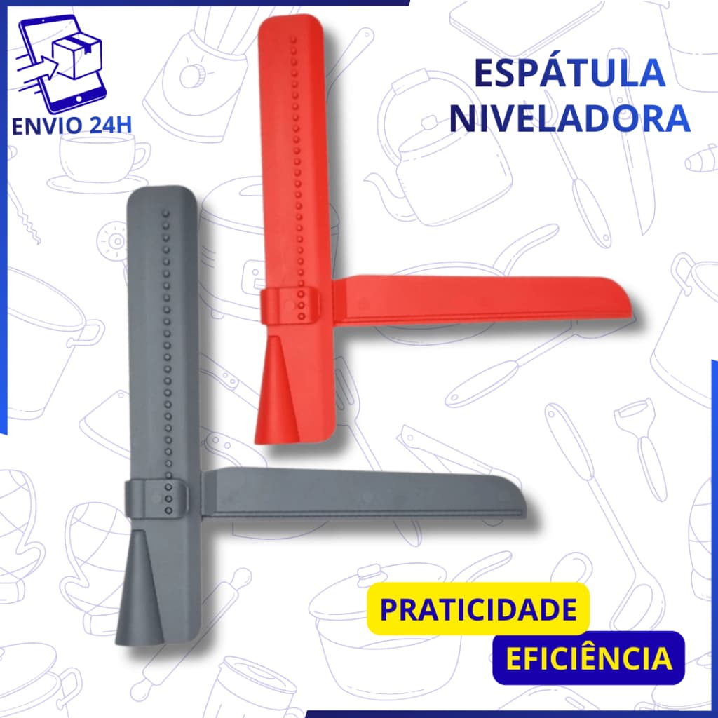 Espátula Nivelador 23,5CM Alisadora Regulável Multicolorido Raspadora Niveladora Bolo Multiuso
