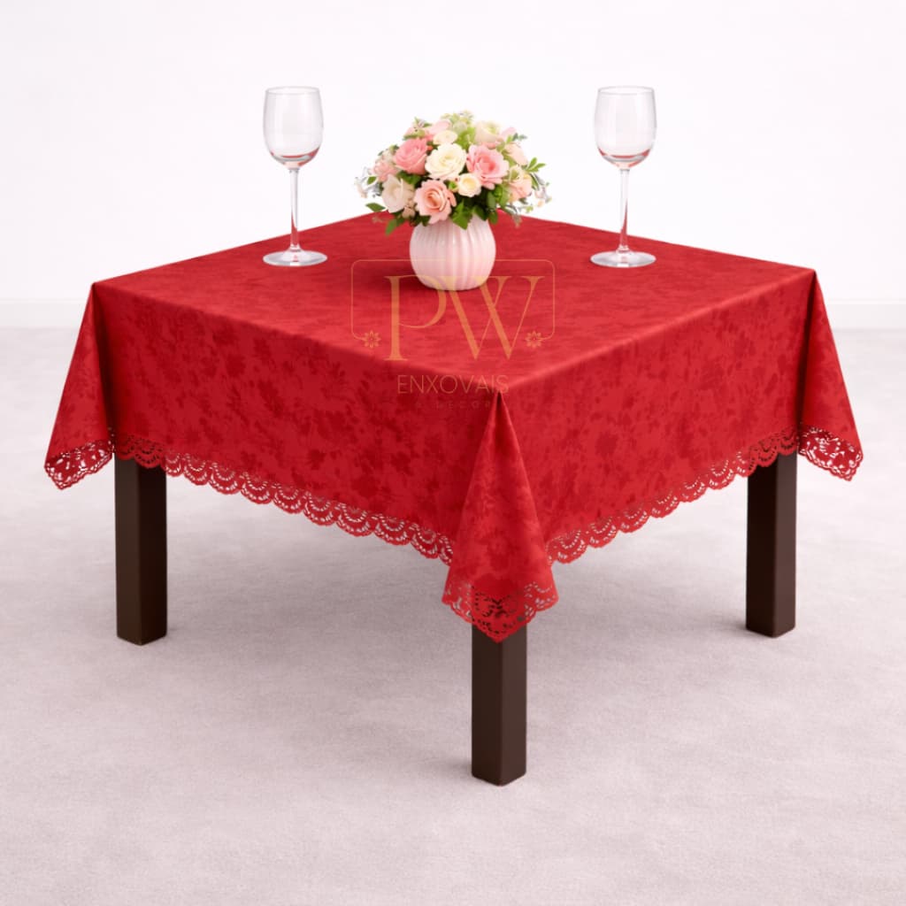 Toalha de Mesa Luxo Quadrada 4 Lugares Tecido Jacquard Original Sala Decoração Festa