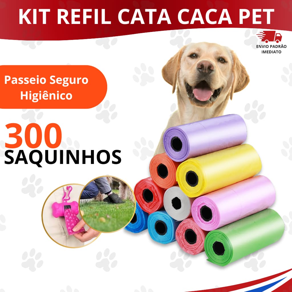 Kit 20 Refil Sacolinhas Higiênicas Cata Caca Pet Para Coleta De Fezes
