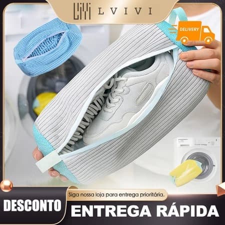 Kit 1/2/3 Saco de lavar sapato para máquina de lavar roupa Tenis Calçado Limpeza Proteção Sapatos