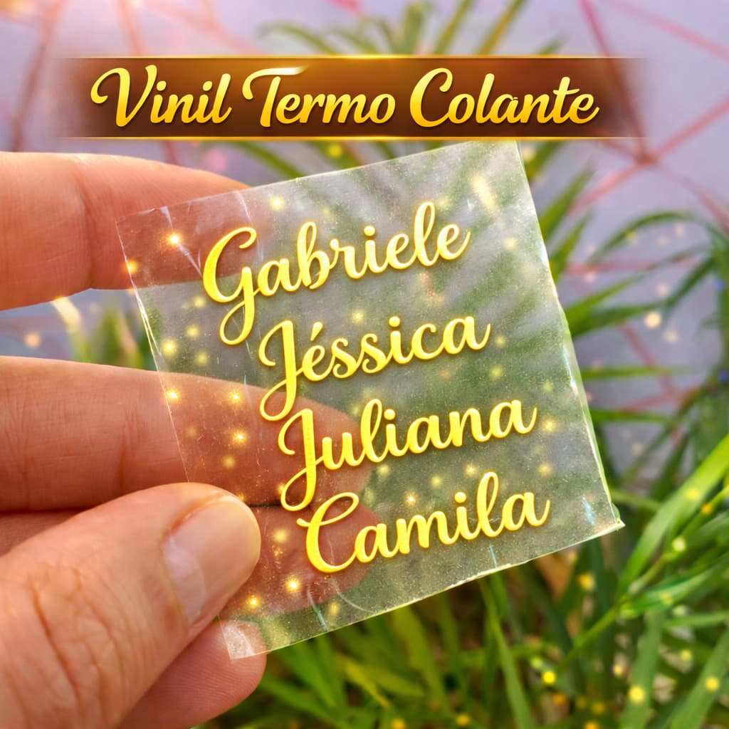 Nome em adesivo dourado personalizado - Vinil termocolante - Vinil termo colante para estampa