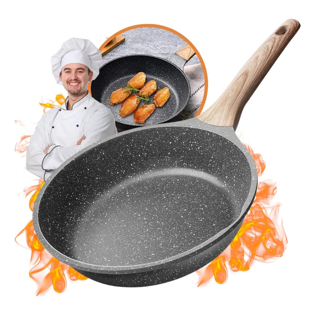 Frigideira Cerâmica Antiaderente Grande 24CM Fogão Gás Indução Cooktop Elétrico Panela Sem Óleo