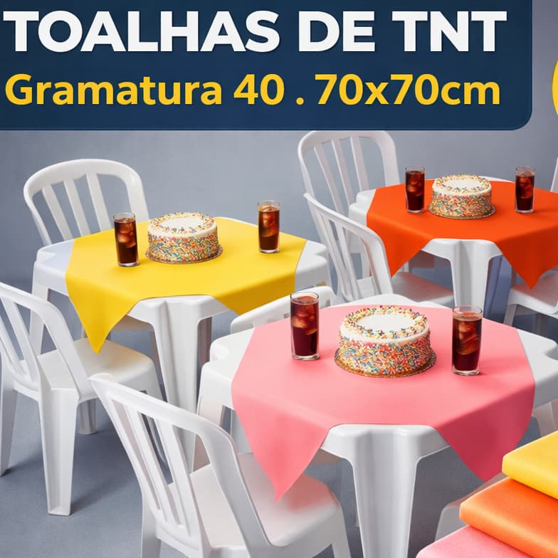 Kit 5 a 30 Toalhas de Mesa Cobre Manchas de TNT Cami 70x70cm  Forro de Mesa Decoração Aniversário