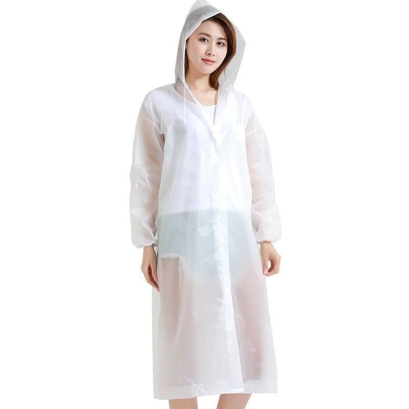 Capa de Chuva Transparente Reutilizável com Capuz Unissex Impermeável Portátil