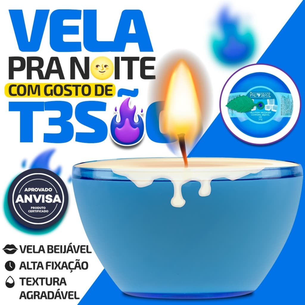 VELA BEIJÁVEL PARA MASSAGENS SAFADAS QUE AUMENTAM O TESÃO