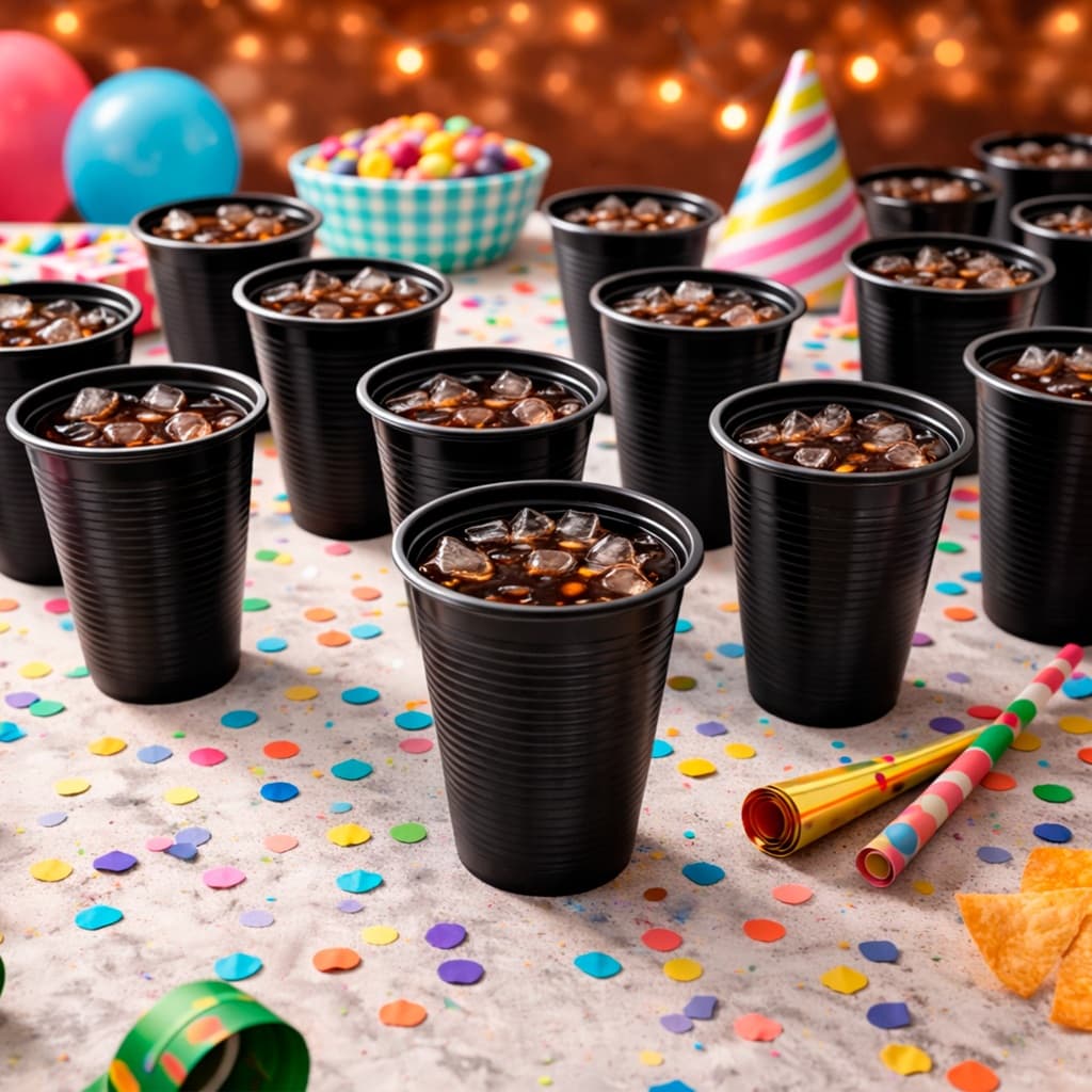 50 Copos Descartáveis Preto 200ml Festa eventos aniversário cor e resistência 50 pessoas