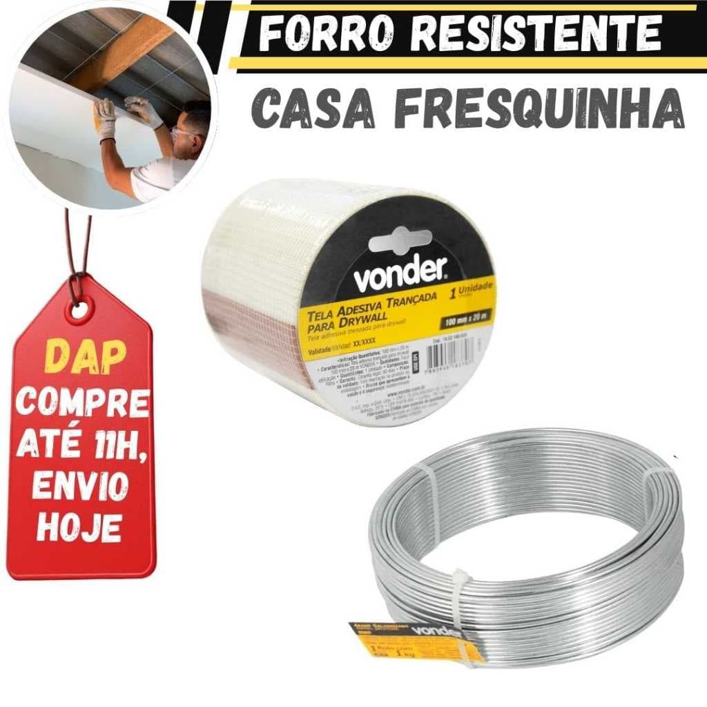 Fita Telada Adesiva.Tela de Teto e Forro de Isopor e Drywall /Arame Galvanizado 18mm 1kg-VARIÁVEL