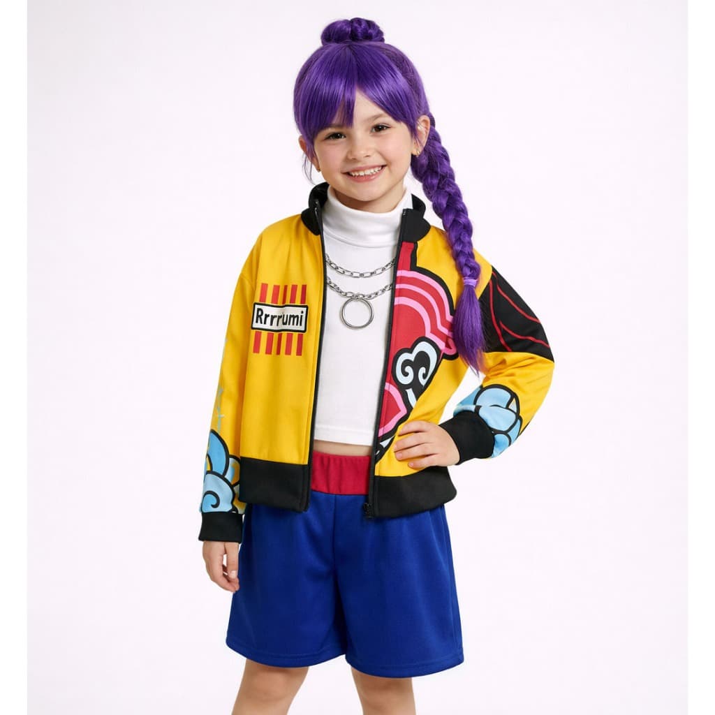 Fantasia Guerreiras Kpop Infantil Rumi Guerreira K-Pop Luxo Dança Show Menina