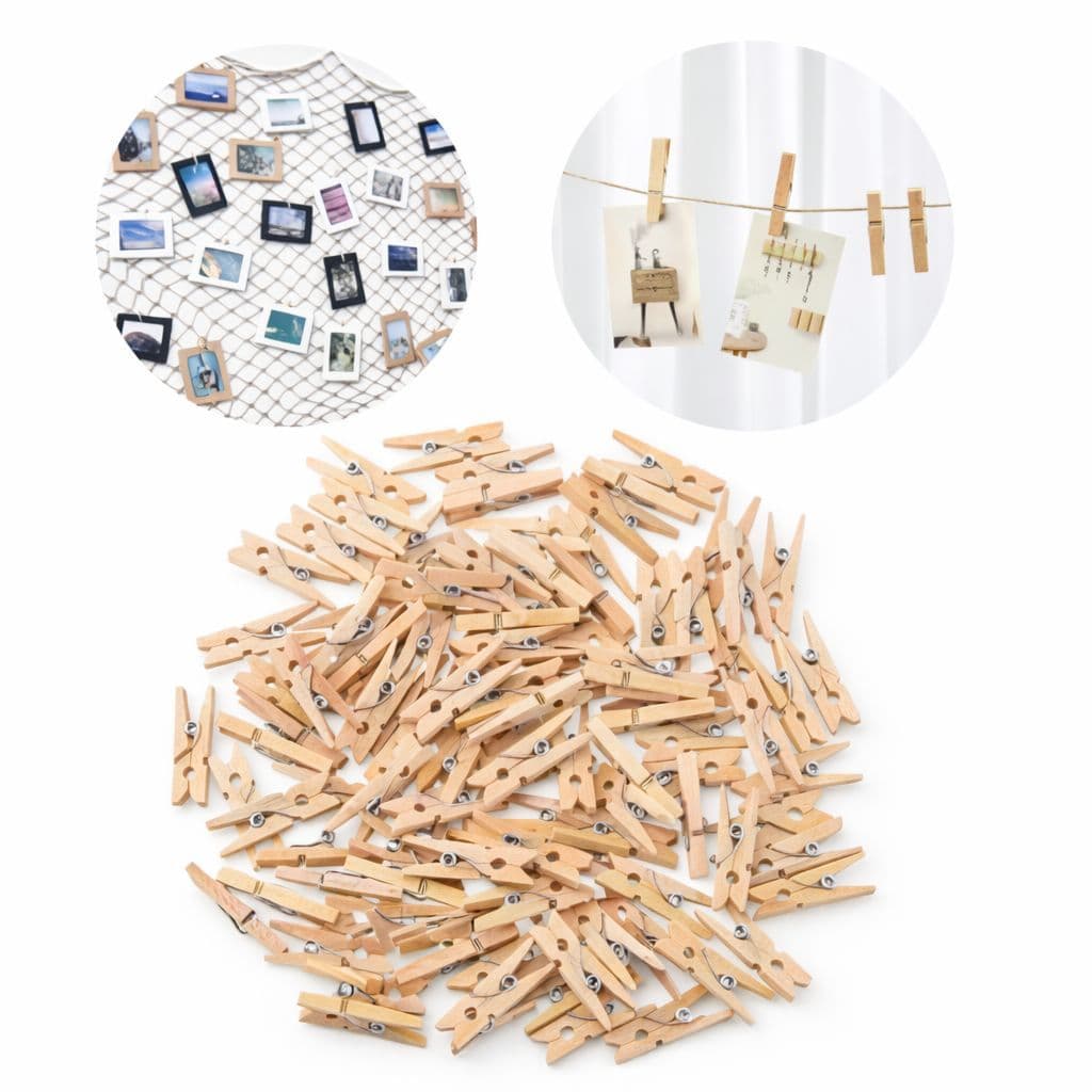 Mini pregador / Mini prendedor De Madeira 2,5cm pacote Varal De Foto Mural Memory