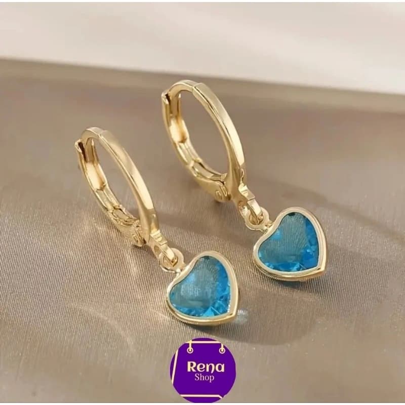 Brinco Argola Infantil Articulada Coração C/ Pedra Zircônia Antialérgico Folheado Ouro 18k