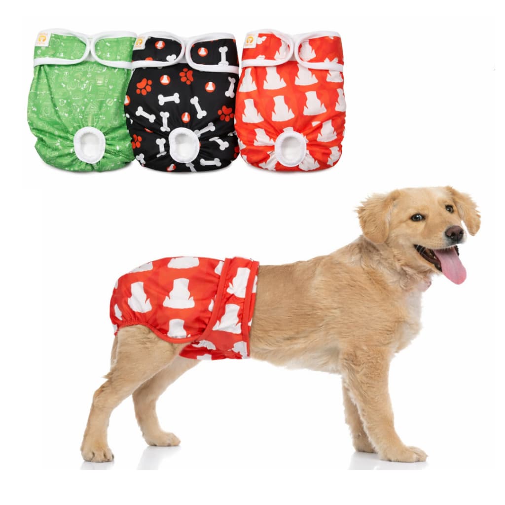 Kit 3 Fraldas Reutilizável para Cachorro Fêmea Peças Duráveis e Laváveis Petting Is Caring