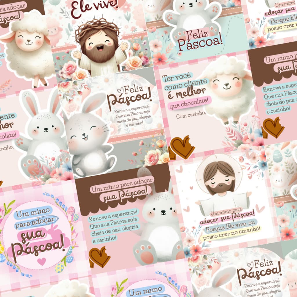 100 Mini Cards Tags para Mimos clientes Páscoa