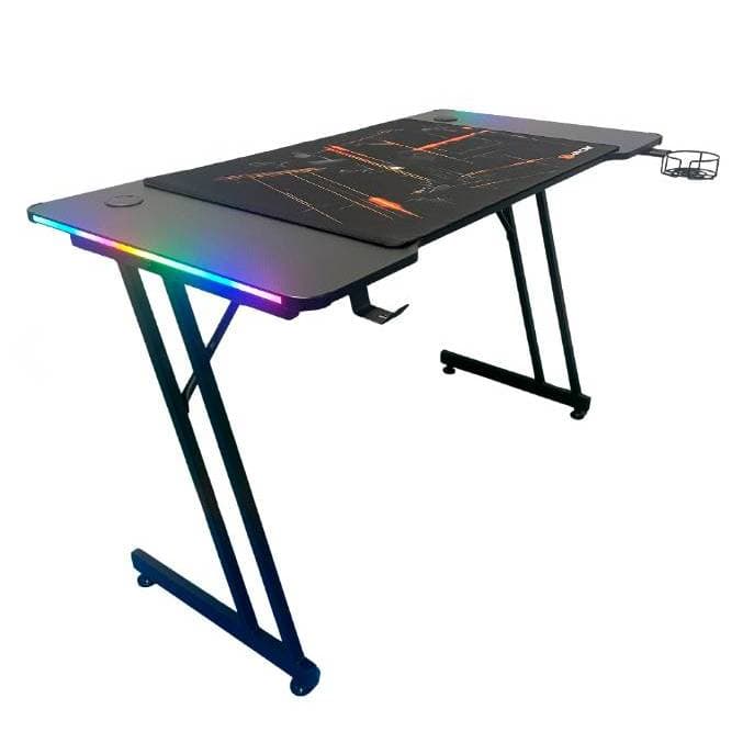 Mesa Gamer Pro Efeito Carbono 120x60 COM LED RGB, SEM LED e MousePad