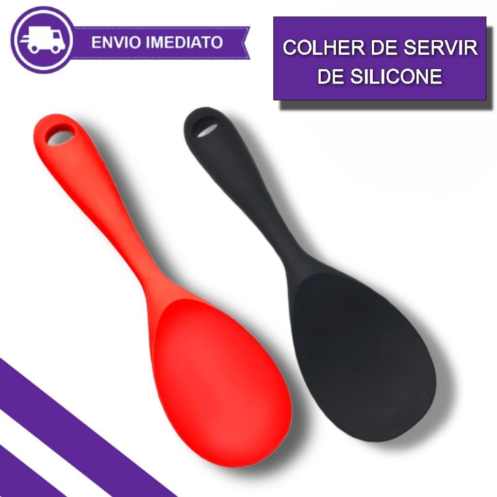 Colher de Servir em Silicone Resistente ao Calor Antiaderente Utensílio de Cozinha