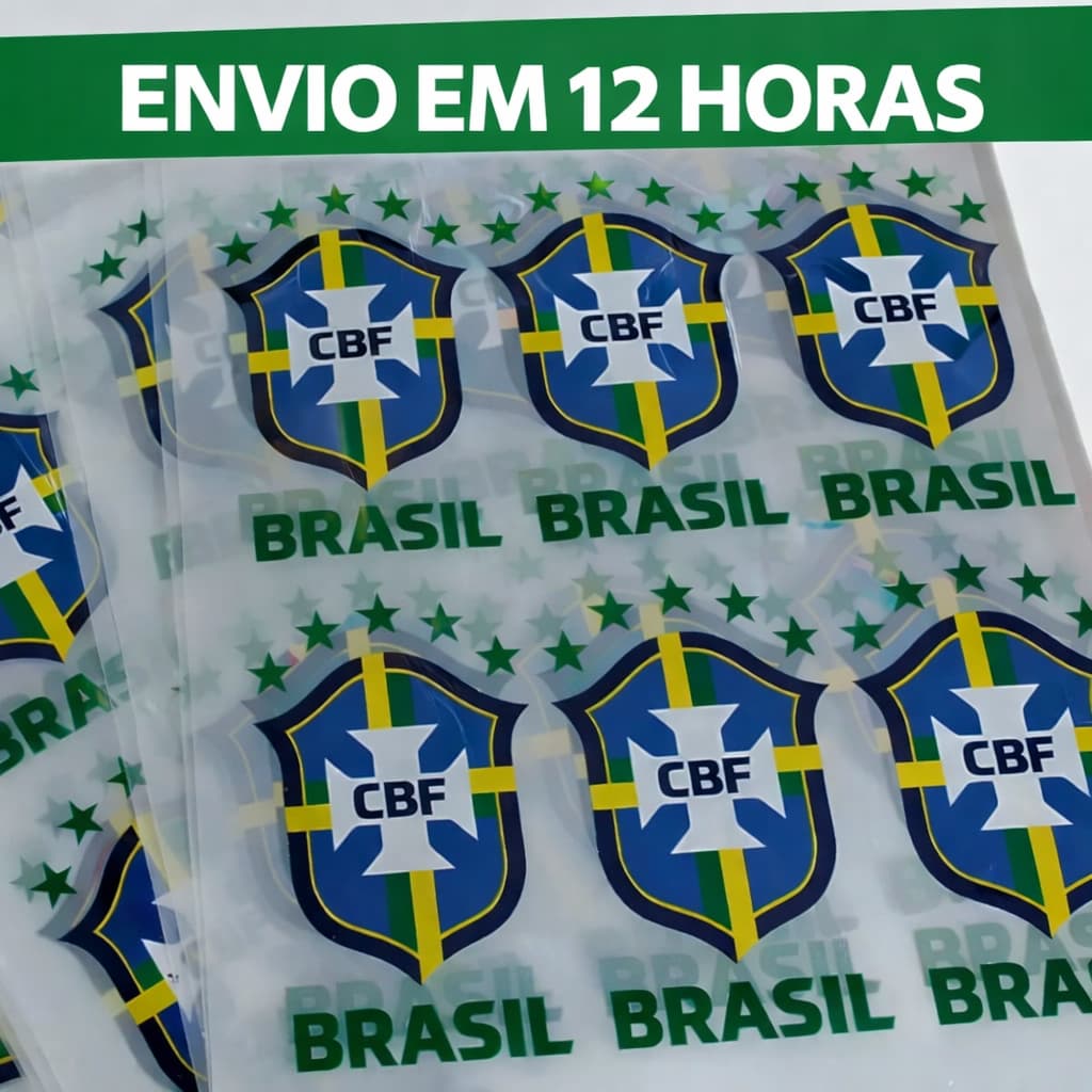 TERMOCOLANTE DTF TÊXTIL ESTAMPA Brasil Seleção Copa Do Mundo 8cm