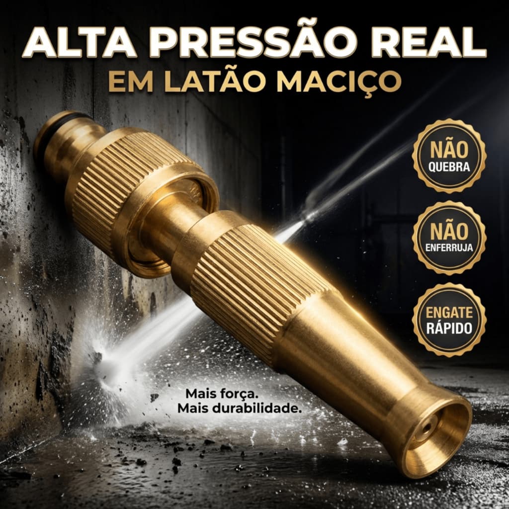 Bico De Mangueira Compressão 1/2 + Conector Esguicho Limpeza Irrigação De Jardim