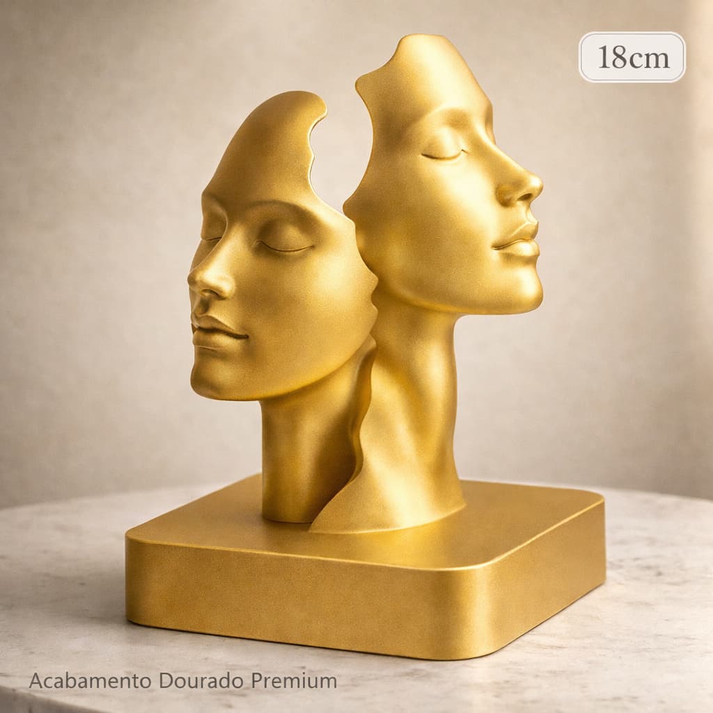 Escultura Face Dupla Minimalista | Decoração Moderna para Sala e Escritório