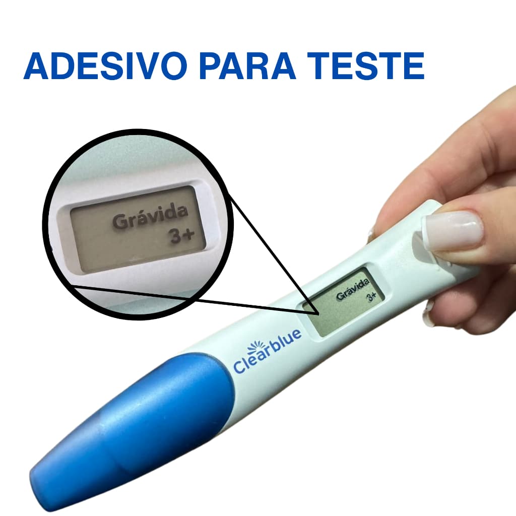 Adesivo para teste gravidez ClearBlue Indicador de Semanas Positivo 3x1cm | Português/Inglês | Memórias Eternização