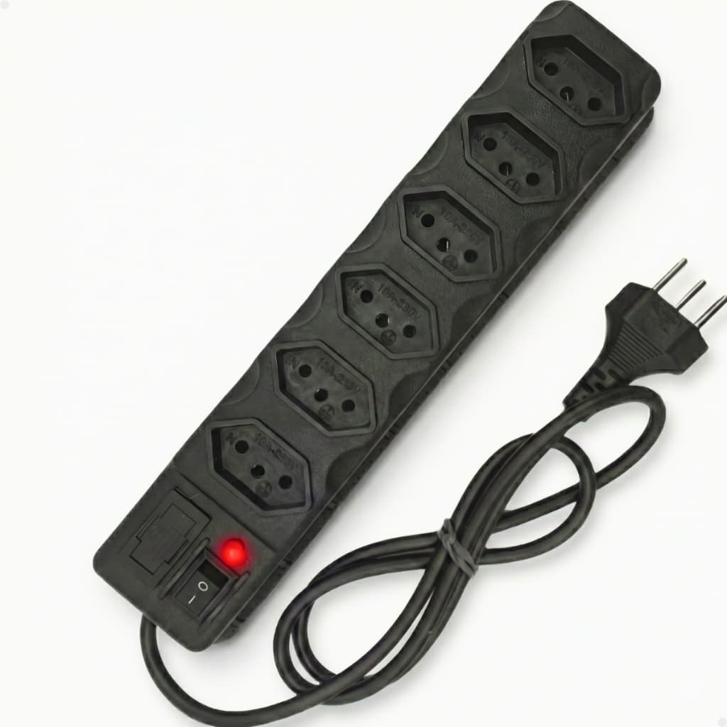 Filtro de Linha Regua 3, 4, 5 ou 6 Tomadas Tripolares 10A com Fusível