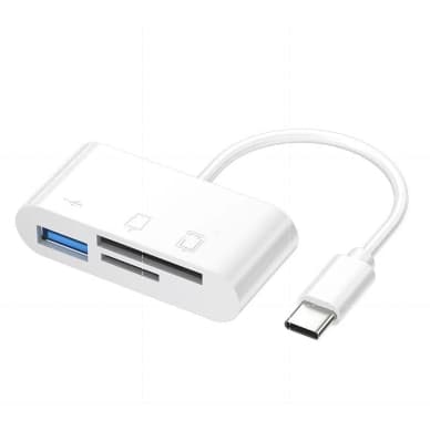 Leitor de cartão micro  OTG 3 em 1 entrada Type-C