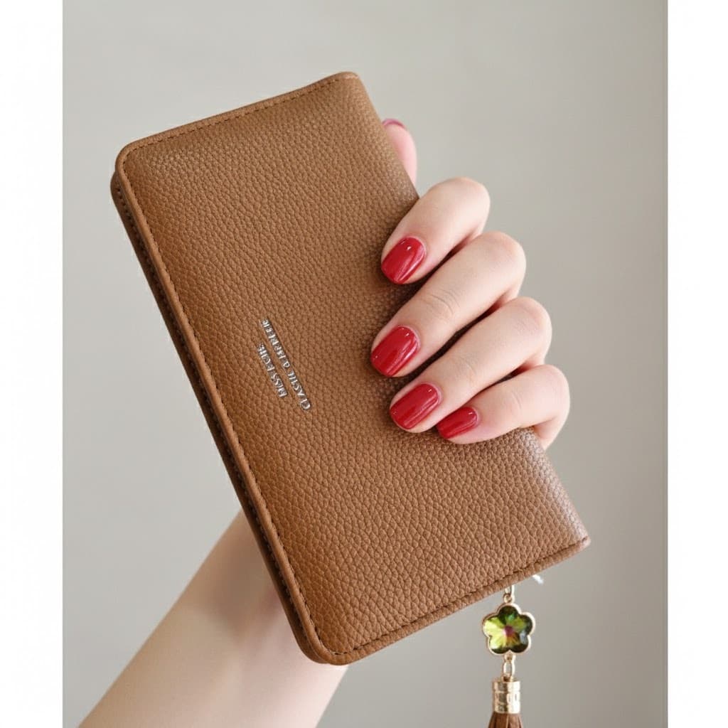 Carteira Feminina Zíper Grande Capacidade Porta Cartão Couro Longa