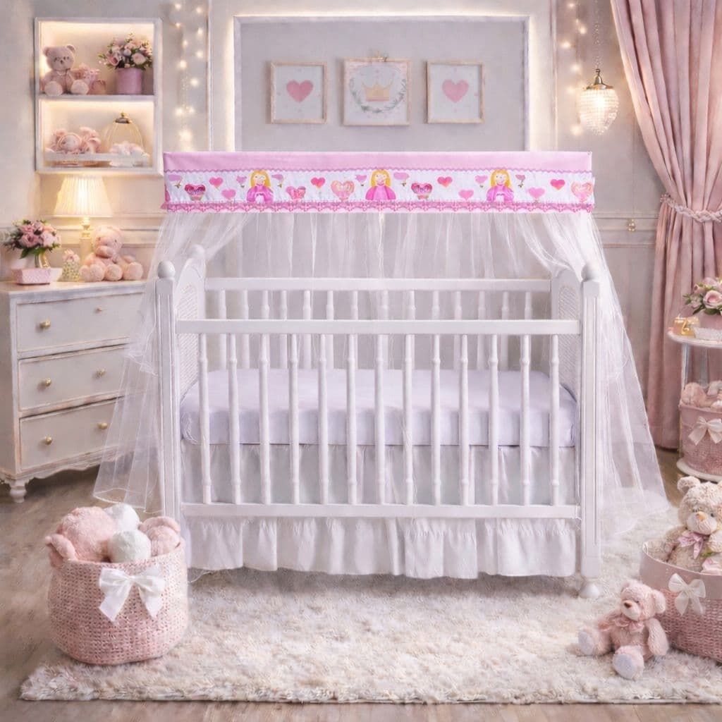 Mosquiteiro de Varal Quarto de Bebê Berço Padrão Americano Linha Luxo Percal 400 Fios