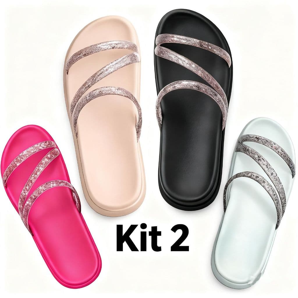 Sandália Papete Birken 2 Pares Leve Macio e Confortável Plataforma