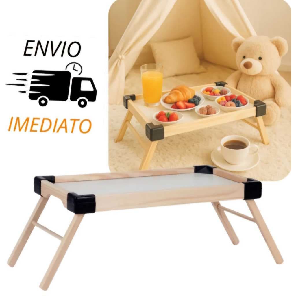 Bandeja De Café Da Manhã Retangular Bandeja Café Da Manhã Na Cama Mesinha Portátil Com Pé Madeira