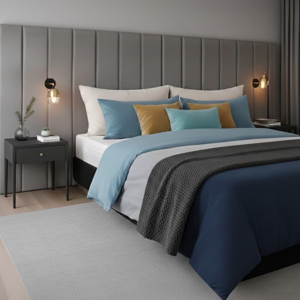 Cabeceira Ate 10 Adesiva 110x20 Casal Solteiro Queen King Modulo Estofado Aveludado Luxo Moderno