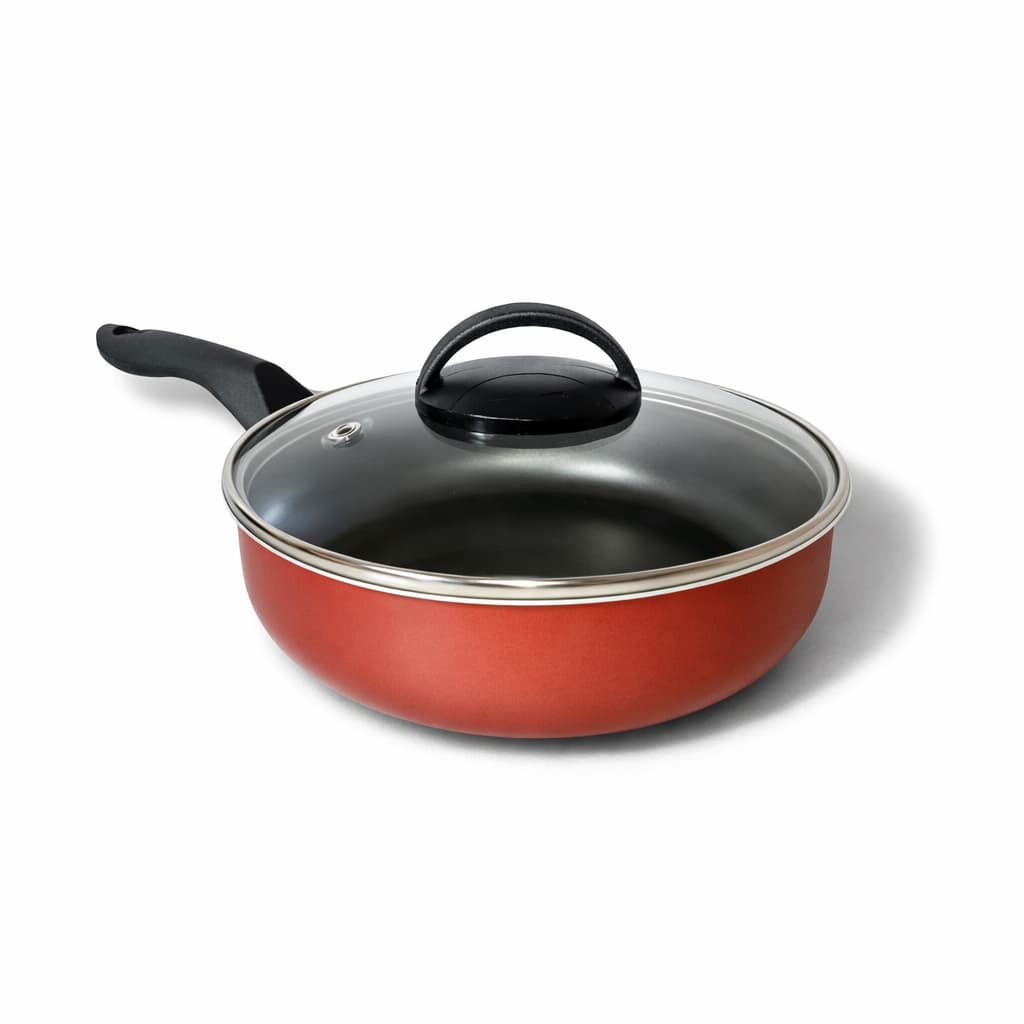 Frigideira Alta Funda 18 Cm Antiaderente C/ Tampa Vidro