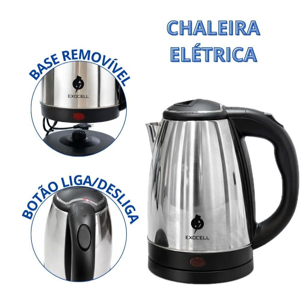 Chaleira Elétrica Térmica Inox de 1.8 Litros Desligamento Automático