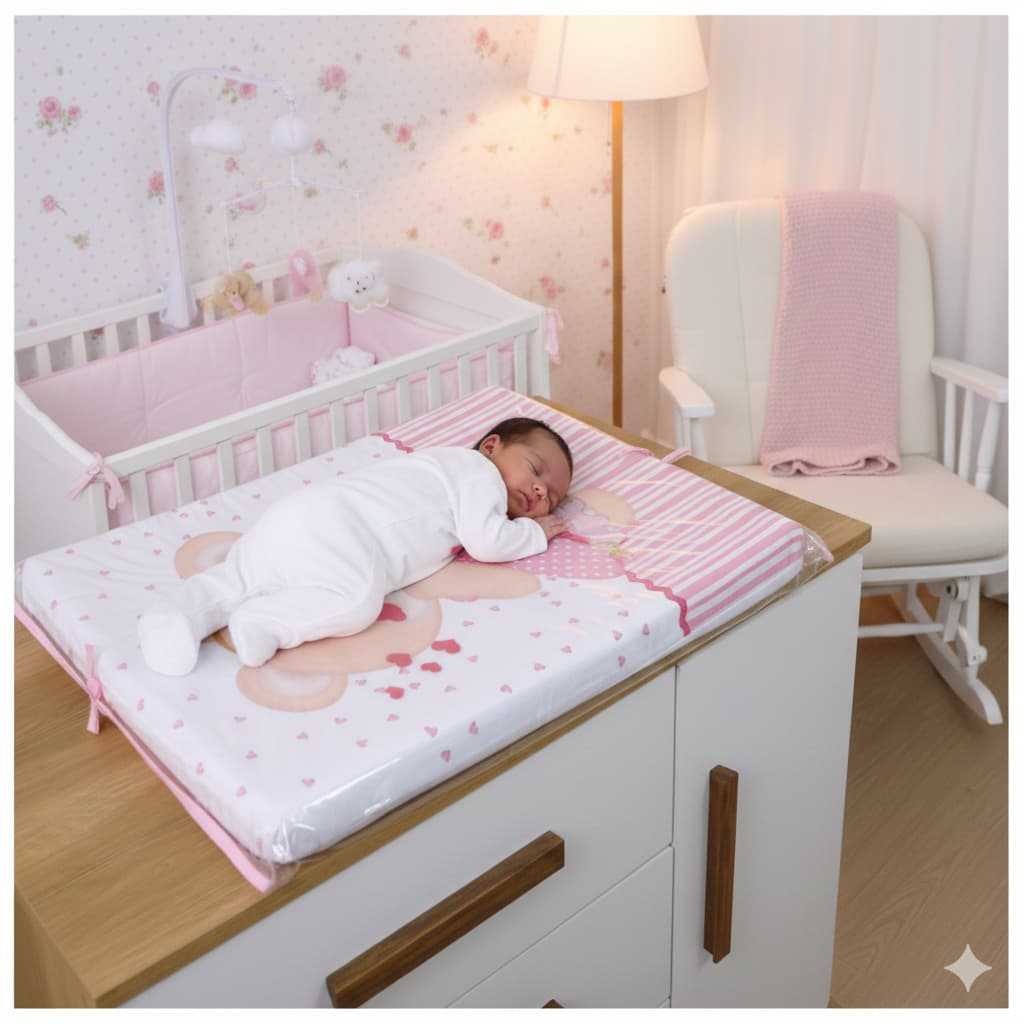 Trocador De Fraldas Americano Plastificado Menino Menina Cômoda Bebe