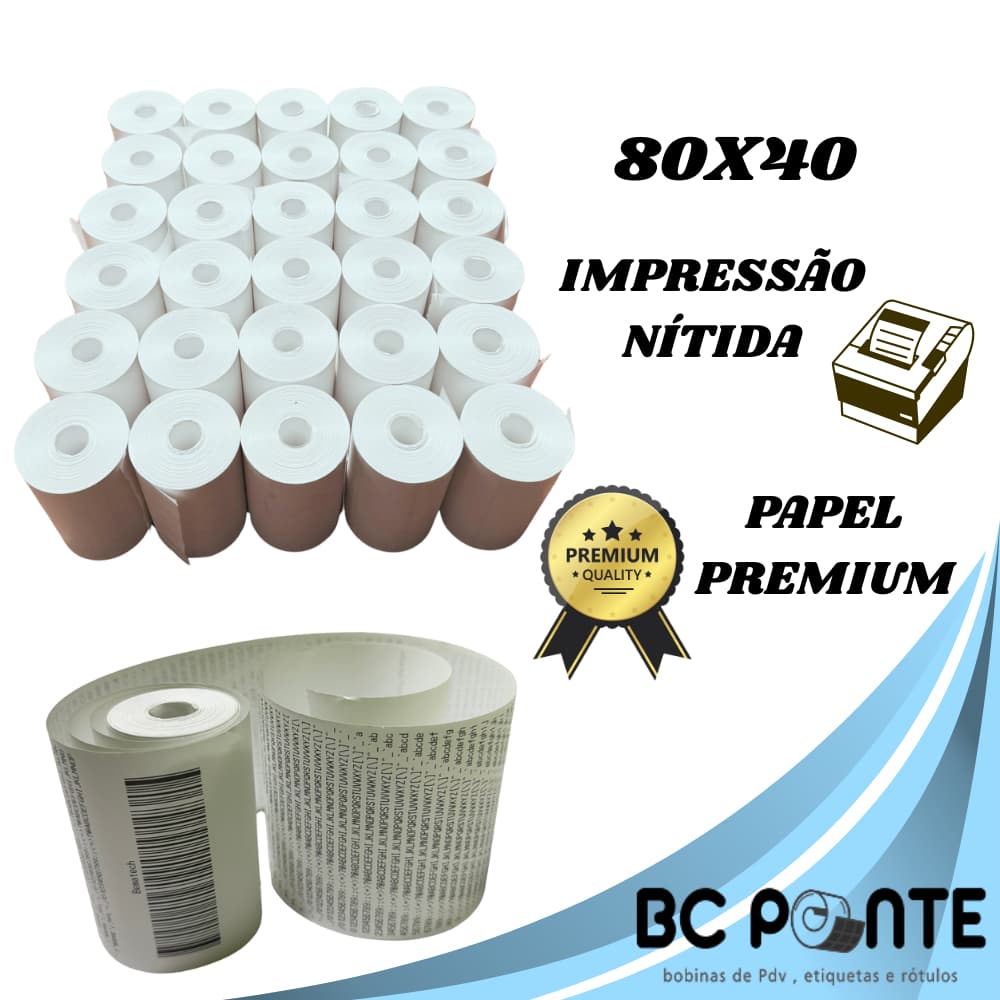 kits 11 a 30 Bobinas Térmica com 40 metros 80x40 branca cupom fiscal pdv para impressora 80mm