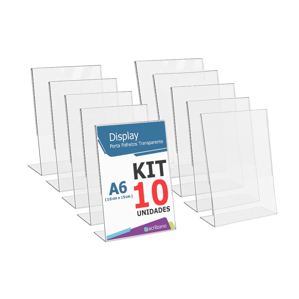 Display De Mesa Acrílico A6 L 10x15 Kit/10