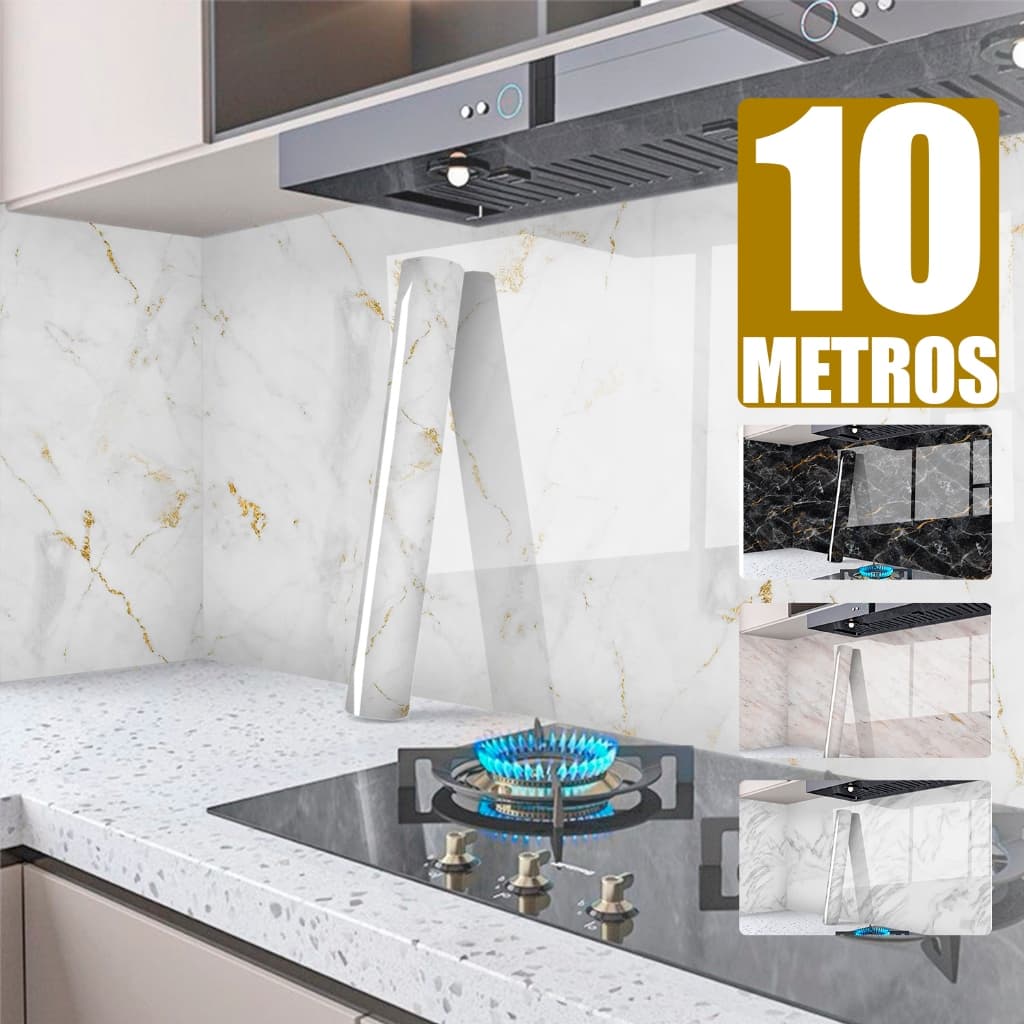 Papel de Parede Mármore Branco Rose Vinílico Autoadesivo 10m | Impermeável e Lavável