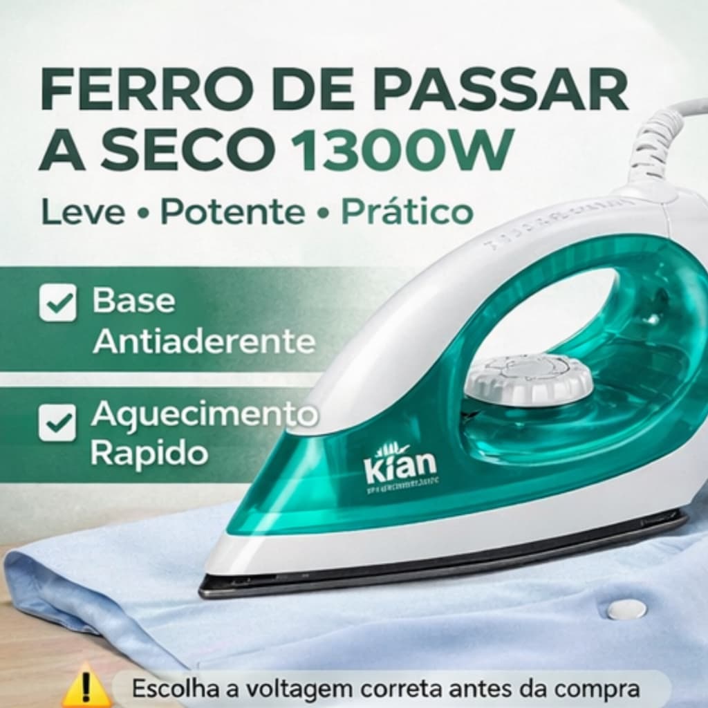 Ferro de Passar Roupa a Seco 127v ou 220v 1300w Alto Desempenho