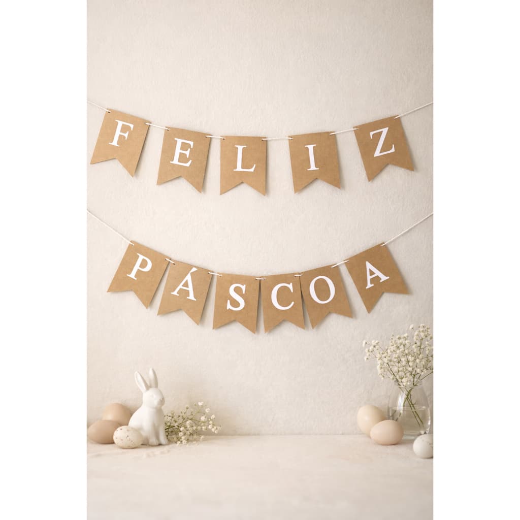 Faixa Varal De Letras Papel Feliz Páscoa Bandeirinhas Decoração De Festa ENVIO IMEDIATO