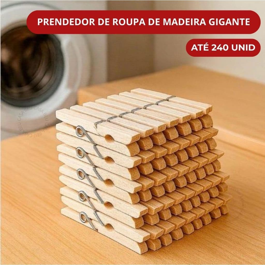 Prendedor de Roupa Madeira Gigante Pregador Prendedores Pregadores Kit com 60 72 120 240 unidades